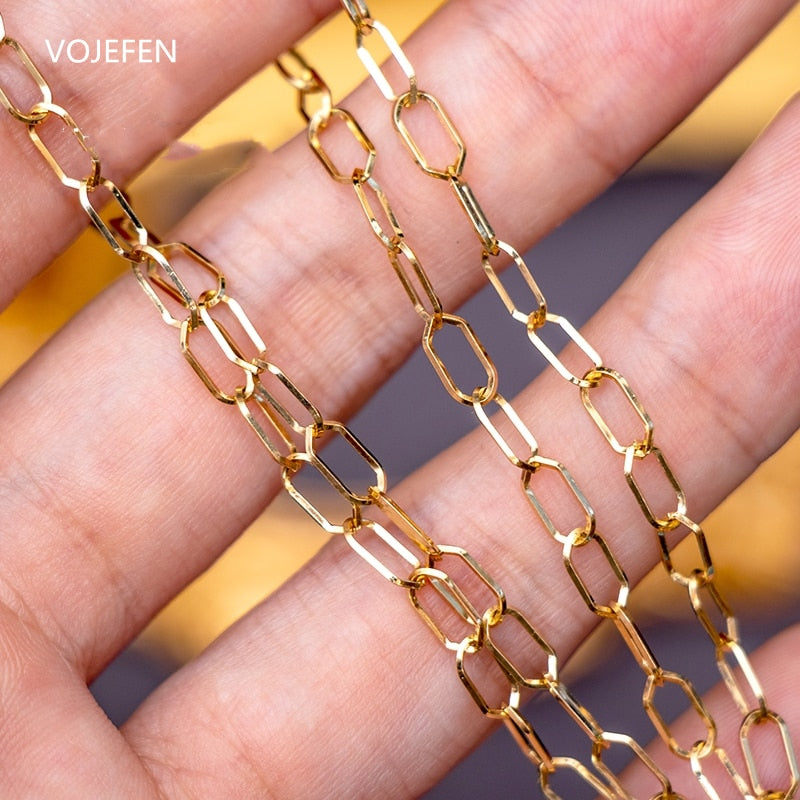 VOJEFEN 18k Gold Chains Necklaces Jewellery Women&