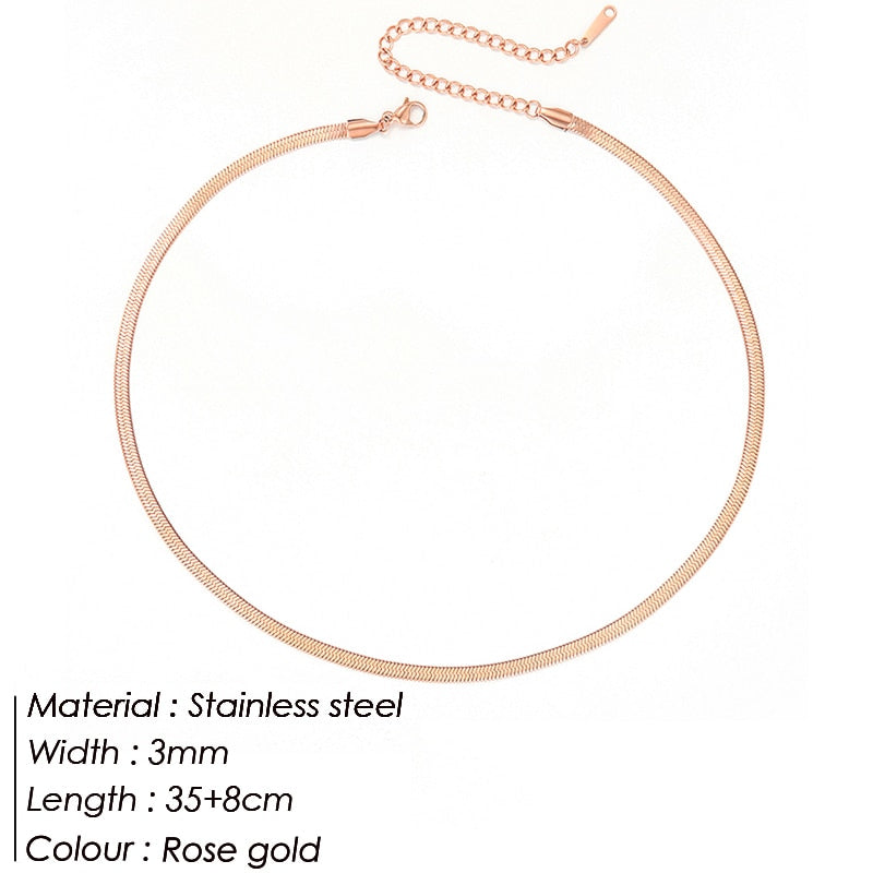 Chains Necklace for Women Stainless Steel Link Woman&