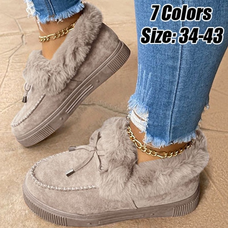 2023 Women Winter Boots Warm Plush Velvet Ankle Snow Boots Lace Up Soft Winter Sneakers Comfortable Cotton Shoes for Women