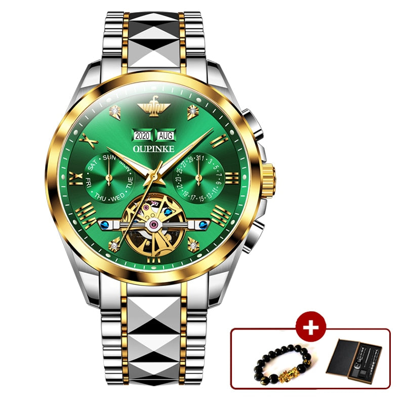 Original OUPINKE Luxury Automatic Watch for Men Mechanical Sapphire Crystal Waterproof Fashion Top Brand Hollow Wrist Watches