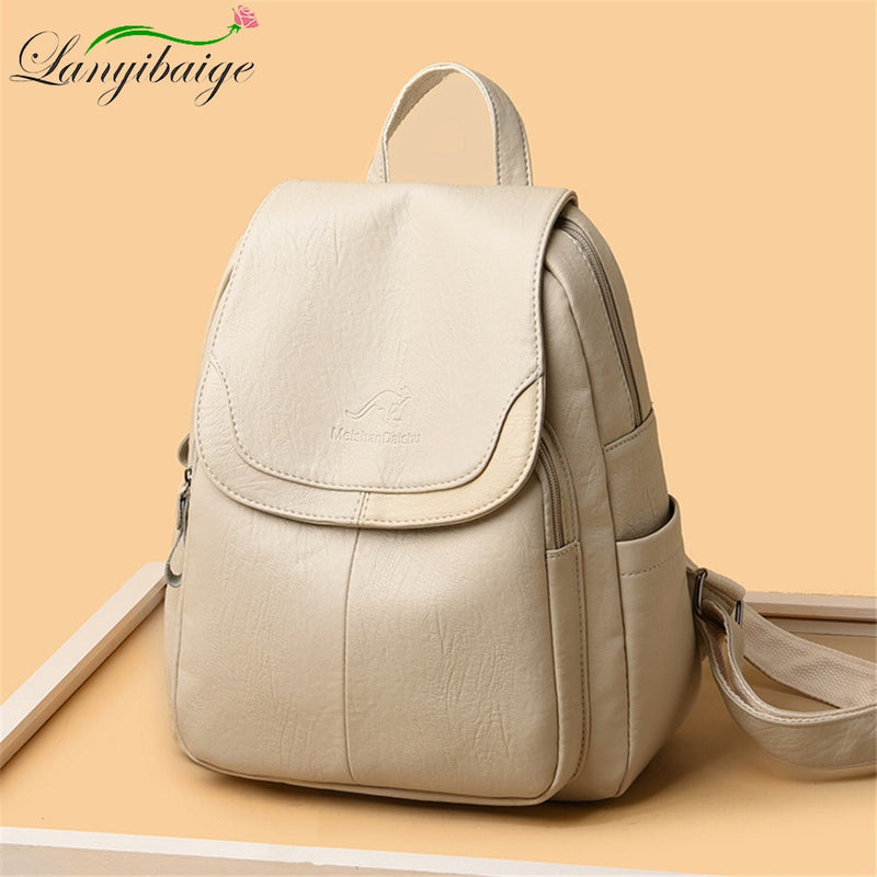 Women Large Capacity Backpack Purses High Quality Leather Female Vintage Bag School Bags Travel Bagpack Ladies Bookbag Rucksack