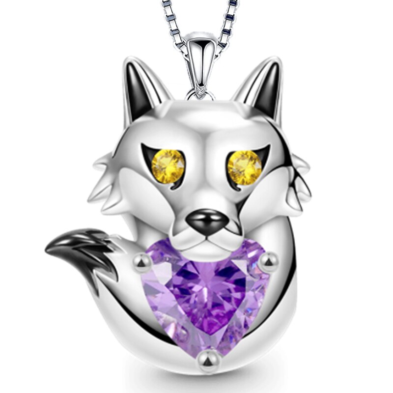 Fashion Cheshire Cat Embraces Heart Gemstone Necklace for Women Charm Bead SilverPlate Kitten Embrace Heart Crystal Jewelry Gift