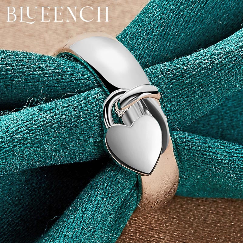 Blueench 925 Sterling Silver Love Pendant Ring For Women Proposal Wedding Party Romantic Fashion Temperament Jewelry