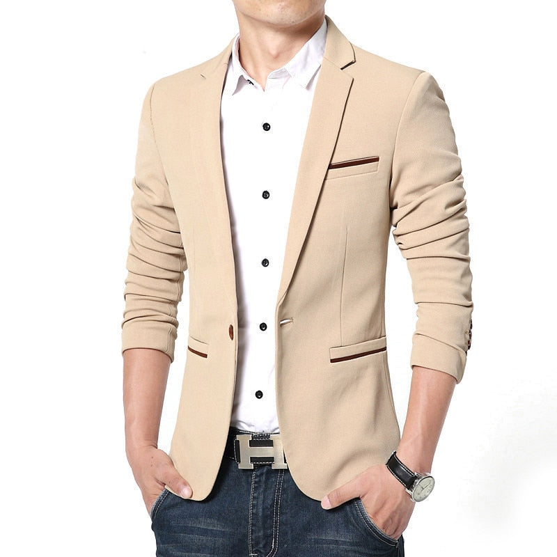 Business Blazer Men Spring Autumn Casual Cotton Slim Fit Luxury Suit Jacket Male Single Button Blazer Masculino Plus Size M-5XL