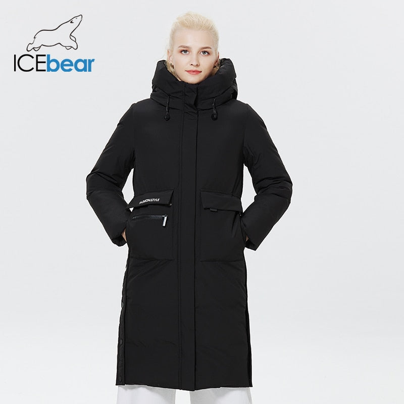 ICEbear 2022 Winter Women Jacket Long Cotton Big Pockets Ladies Coat Women&