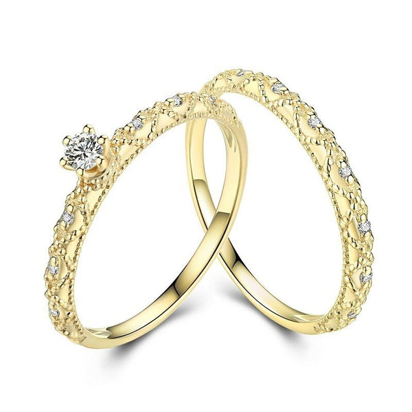 Luxury Yellow 18K Real Solid Genuine Gold South African Diamond Rings Bands for Women Lady Baroque Fancy Upscale Jewelry Gift