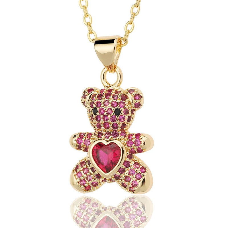 New Women's Fashion Jewelry Copper Plated Real Gold Pendant LOVE Love Bear Temperament Wild Necklace Party Holiday Gift