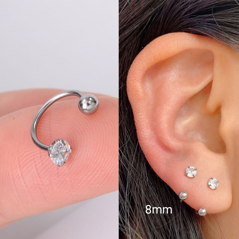 1PC Stainless Steel Fashion Crystal CZ Hoop Women Tragus Cartilage Helix Studs Earrings Conch Rook Daith Lobe Piercing Jewelry