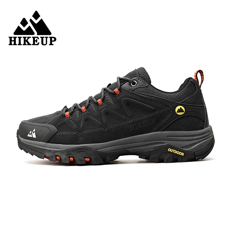 HIKEUP Leather Men‘s Outdoor Hiking Shoes Tourist Trekking Sneakers Mountain Climbing Trail Jogging Shoes For Men Factory Outlet