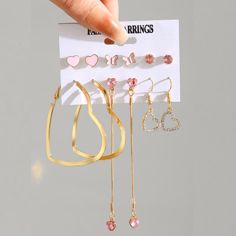 17KM Bohemian Gold Color Pearl Earrings Set For Women Girls 27 Styles Butterfly Acrylic Resin Hoop Earring Brincos Party Jewelry