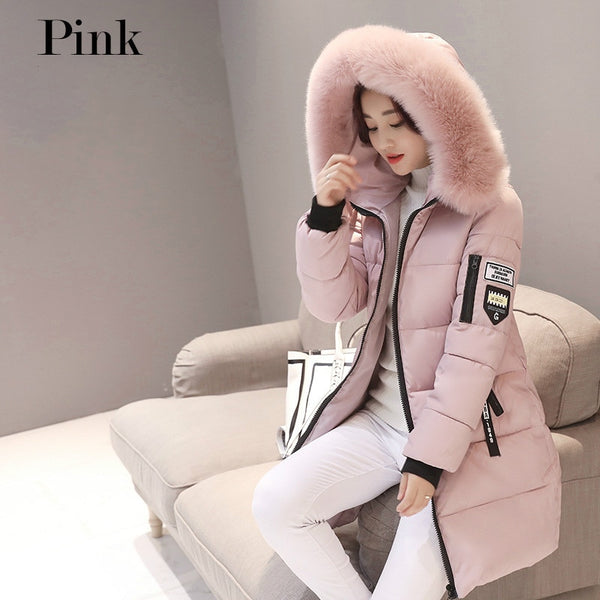 2021 Winter Parka Women&#39;s Long Padded Cotton Casual Fur Hooded Jacket Women&#39;s Thick Warm Parka Women&#39;s Coat Coat