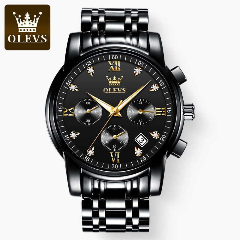 OLEVS Watches for Men Top Brand Luxury Chronograph Luminous Quartz Watch Fashion Business Waterproof Stainless Steel Wrist watch