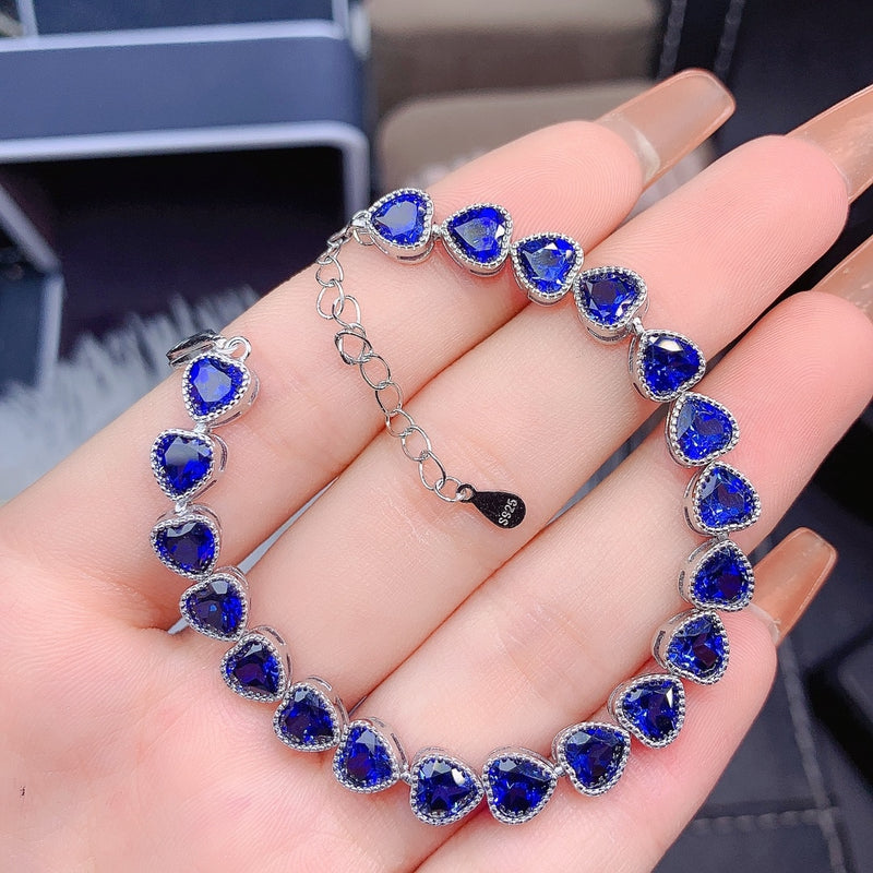 Silver 925 Women&#39;s Bracelet Jewelry Women&#39;s Hand Bracelet Christmas Shipping Free Luxury gem Natural Sapphire Bracelet Women