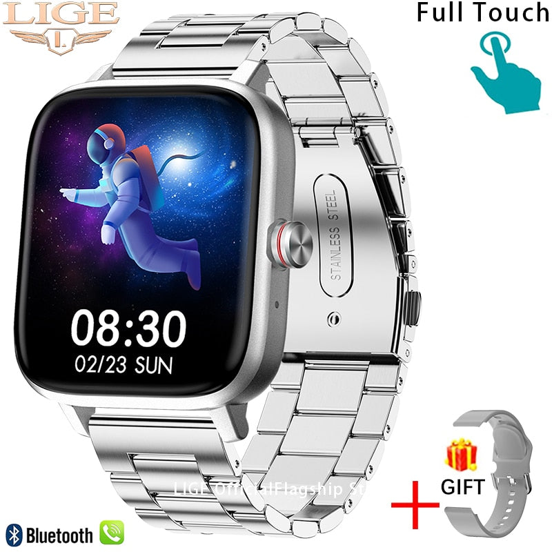 LIGE Call Smart Watch Women Custom Dial Smartwatch For Android IOS Waterproof Bluetooth Music Watches Full Touch Bracelet Clock