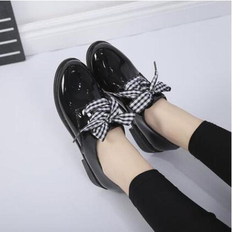 2019 Fashion Spring &amp; Autumn Oxford Flats Woman Loafers Shoes Femme New Patent Leather Shoes Woman Casual Riband Women&
