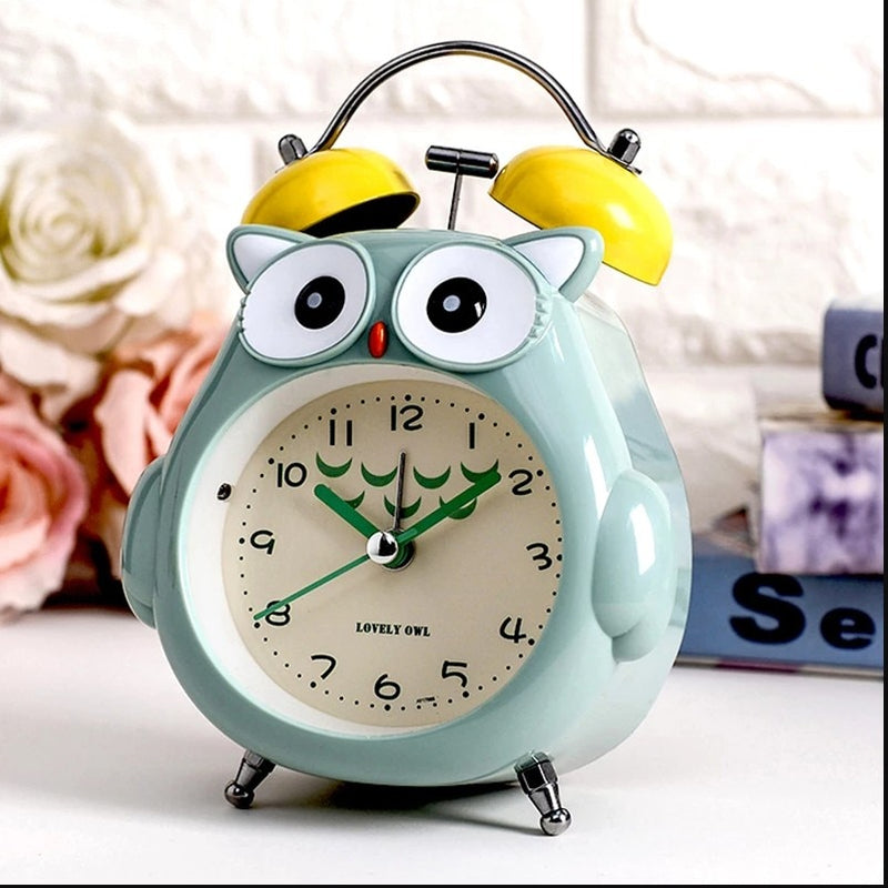 Cartoon Owl Mute Digital Wake Up Table Clock Cute Totoro Ring Bell Metal Bedroom Quartz Alarm Clock With Night Light