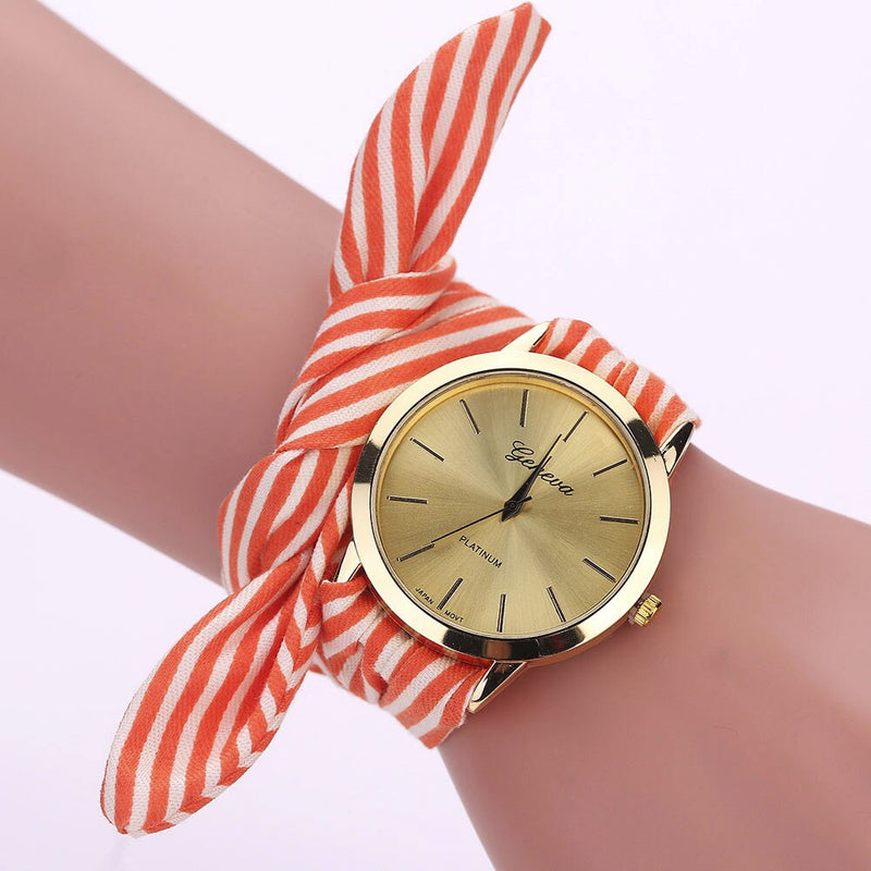 Personalized Buttonless Hand Tie Floral Strap Watch Women Girl Watches Cloth Quartz Bracelet Wristwatch Reloj Mujer Students