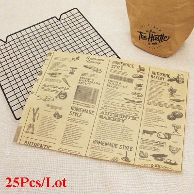 Parchment Paper Grease Resistant Basket Liner Oilpaper, Bread Sandwich Burger Fries Wrappers - White / Brown, Baking Tools