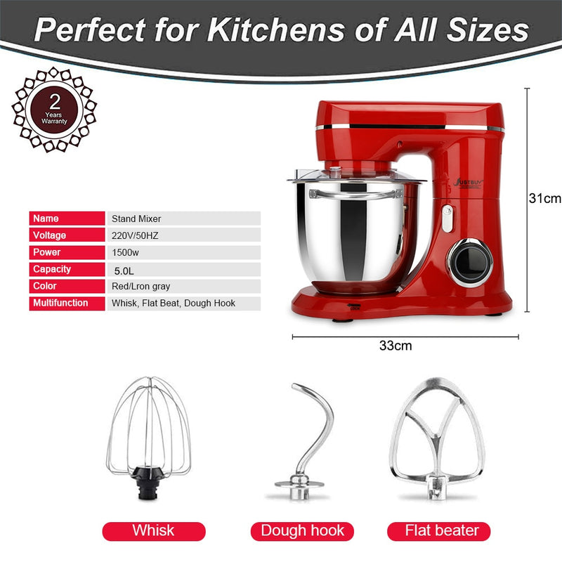 Big Discount Food Processor 5L 1500W Kitchen Stand Mixer Blender Cream Egg Whisk Cake Dough Kneader Bread Maker