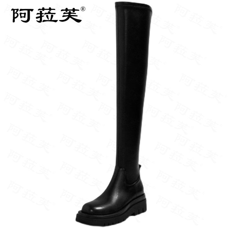 Gladiator Motorcycles Over The Knee High Boots Women 2022 Winter New Platform Chelsea Female Shoes Designer Snow Stretch Botas