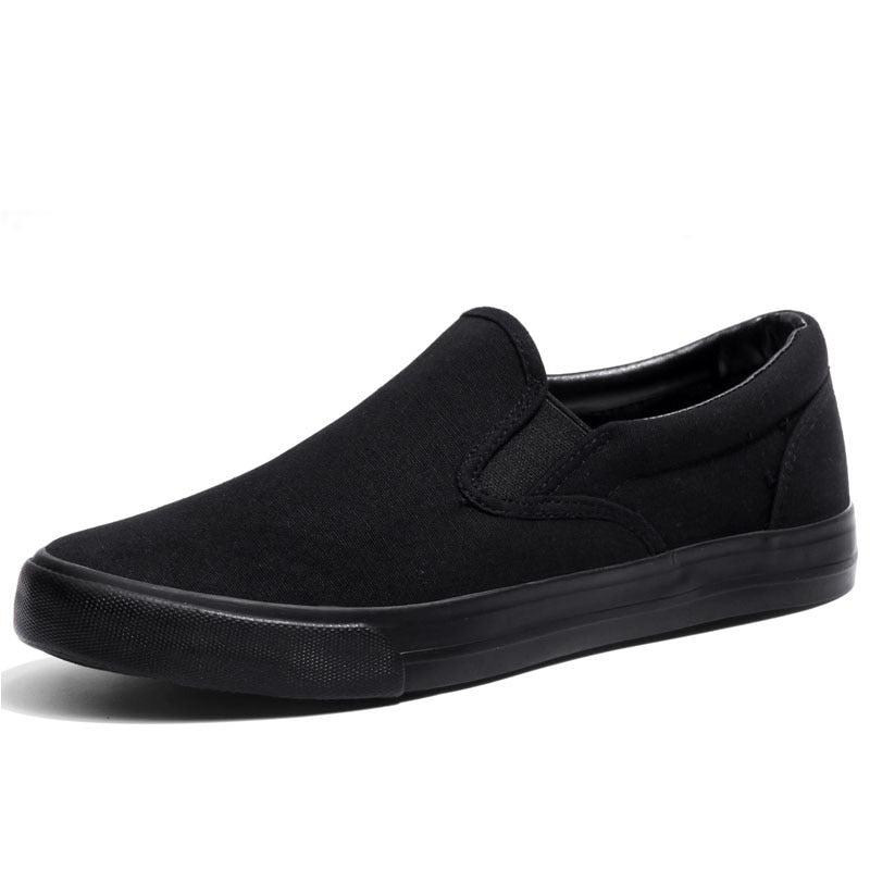 Canvas Shoes Men Loafers Cool Young Man Street Black Shoes Breathable Men Casual Shoes Flat Slip-on Plus Size N023