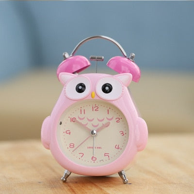 Cartoon Owl Mute Digital Wake Up Table Clock Cute Totoro Ring Bell Metal Bedroom Quartz Alarm Clock With Night Light