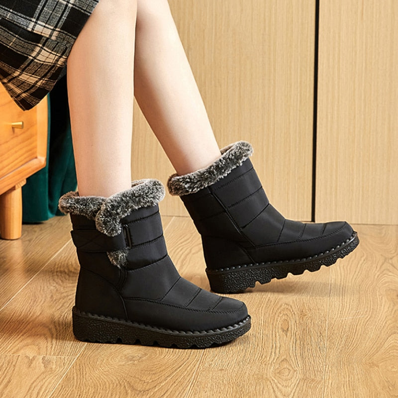 Waterproof Winter Boots for Women 2022 New Faux Fur Long Plush Snow Boots Woman Platform Ankle Boots Warm Cotton Couples Shoes