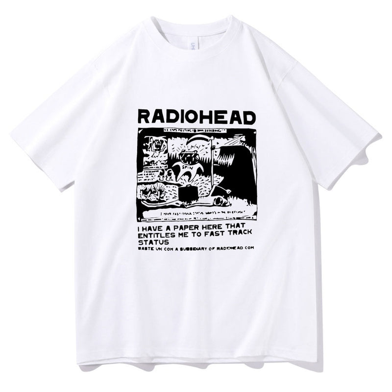 Radiohead T Shirt Men Fashion Summer Cotton T-shirts Kids Hip Hop Tops Arctic Monkeys Tees Women Tops Rock Boy Camisetas Hombre