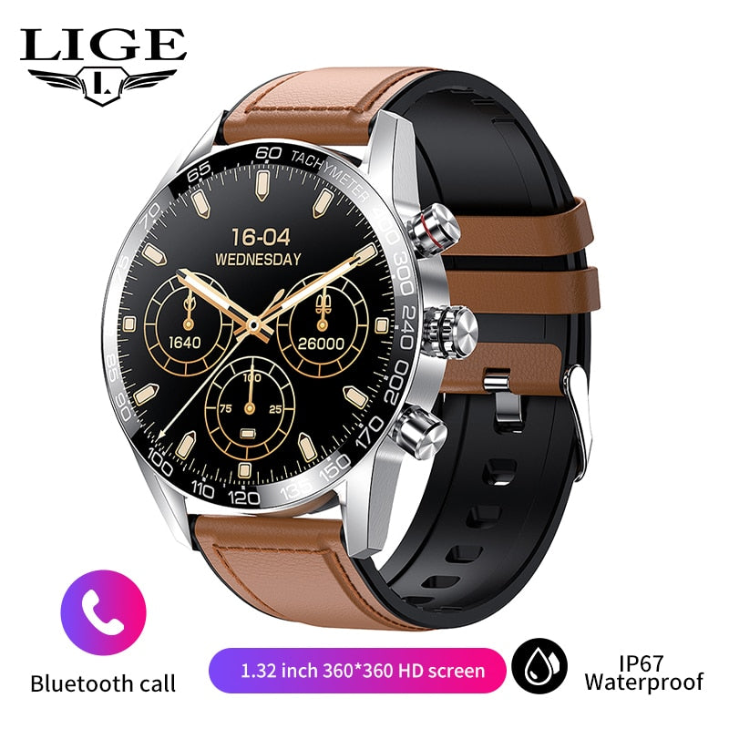 Lige 360 AMOLED HD Screen Watch For Men Smart Watch Bluetooth Calling Smartwatch 2022 Fashion Business Clock New Smartband Man