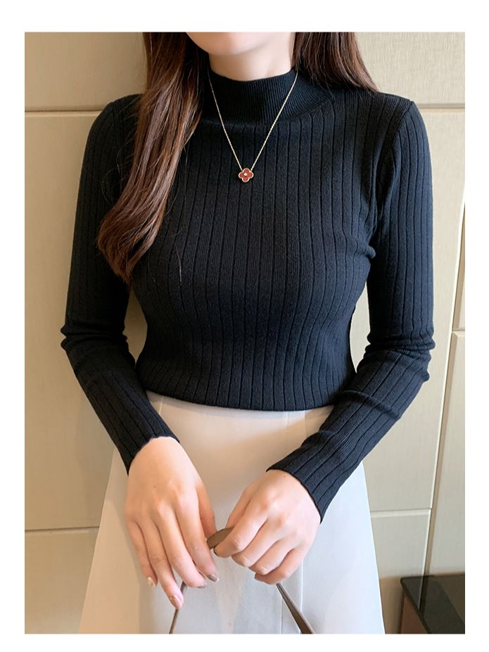 HELIAR Women Mockneck Sweater Women Slim Jumpers Knitted Solid Cashmere Pullover Elegant Sweater Women Spring T-shirts 2022