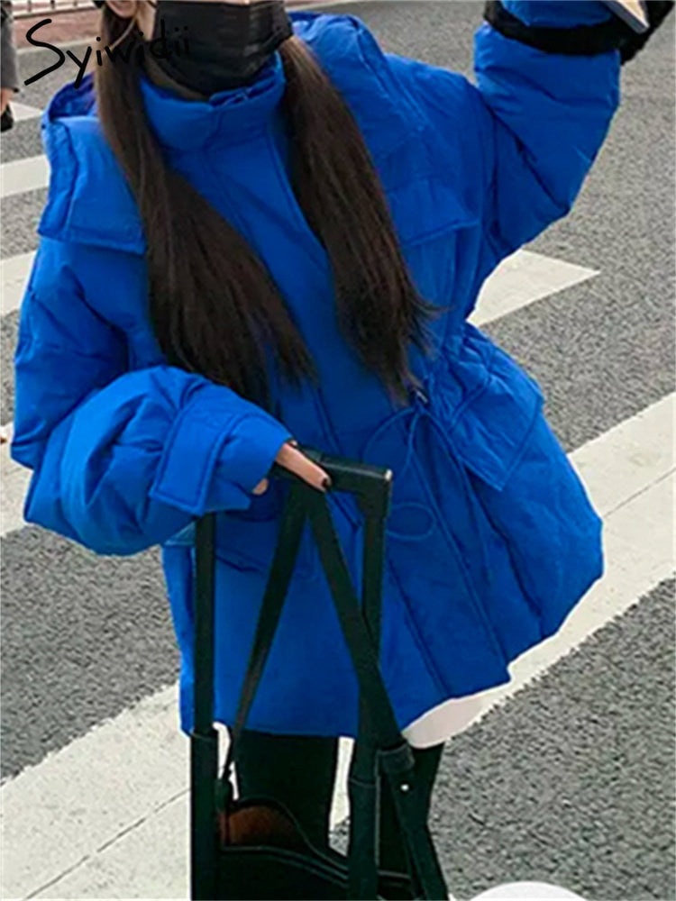 Syiwidii Green Parkas Coat Women Winter Jacket Autumn 2022 Korean Fashion Oversized Jackets Casual Thicken Warm Y2k Outerwear