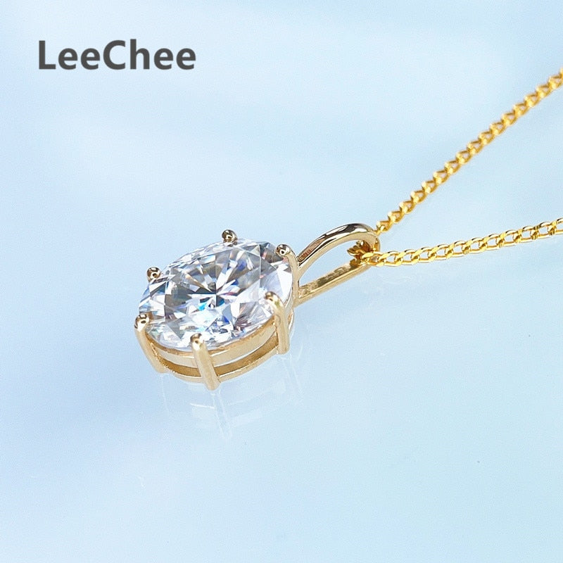 18K Gold Moissanite Pendant Real Au750 Necklace 1.5CT 6*8MM Oval Lab Diamond Fine Jewelry for Girl Party Gift with Certificate