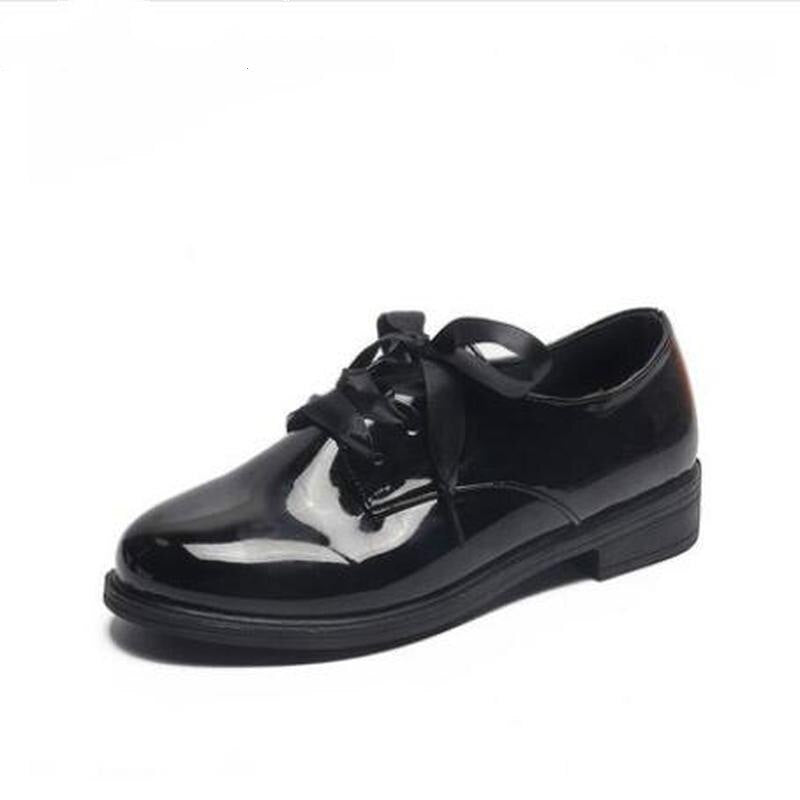 2019 Fashion Spring &amp; Autumn Oxford Flats Woman Loafers Shoes Femme New Patent Leather Shoes Woman Casual Riband Women&