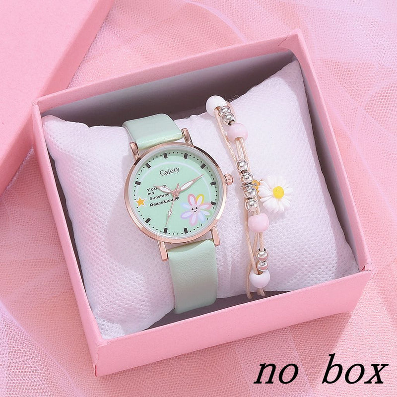 Gaiety Brand 2PCS Set Women Watch Fashion Leather Ladies Quartz Wristwatch Dress Watch For Women Clock Girl Reloj Mujer No Box