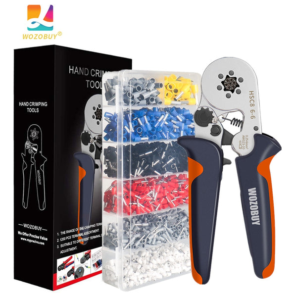 WOZOBUY Ferrule Crimping Tool Kit with Ferrules Insulated Wire Terminals, Ratchet Wire Crimper for Electrical Wire Connectors