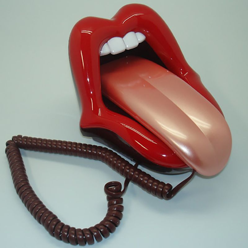 Novelty Tongue Stretching Sexy Lips Mouth Corded Phone Telephone with LED Indicator, Audio / Pulse Dial, Mini Landline Telephone