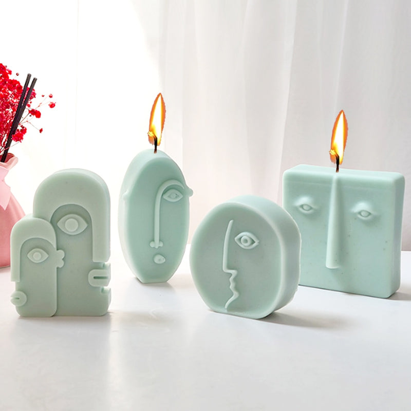 Nordic Design Silicone Candle Mold Handmade Abstract Human Face Plaster Epoxy Resin Aromath Soap Molds Home Decor Craft Gifts