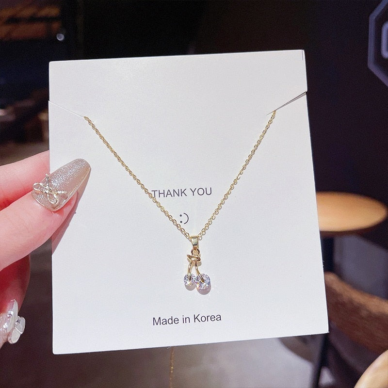 Heart Necklace for Women Zircon Crystal Stainless Steel Jewelry Luxury Chain Necklaces Choker Party Gift