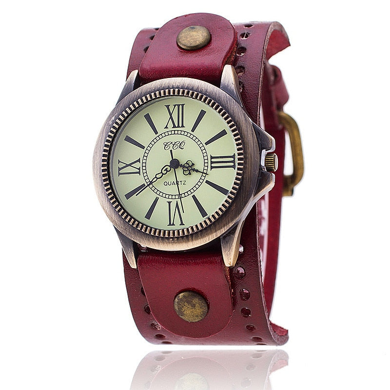 CCQ Brand Men Women Vintage Cow Leather Bracelet Wristwatches Casual Luxury Male Female Quartz Watch Relogio Masculino Relojes