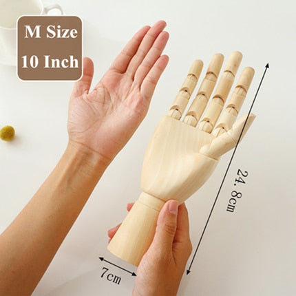 Wooden Hand Figurines Rotatable Joint Hand Model Wood Man Ornament Statue Human Model  Miniature Home Decoration