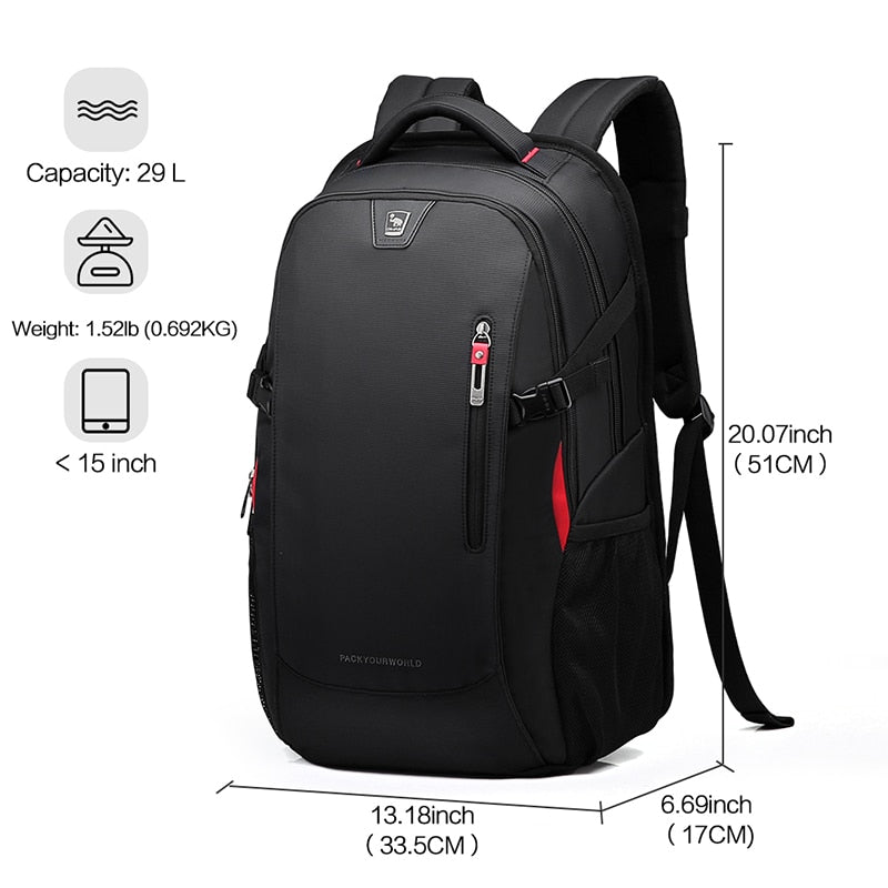 OIWAS School Bags 14 Inch Laptop Backpacks Waterproof Nylon 29L Casual Shoulder Bagpack Travel Teenage Men&