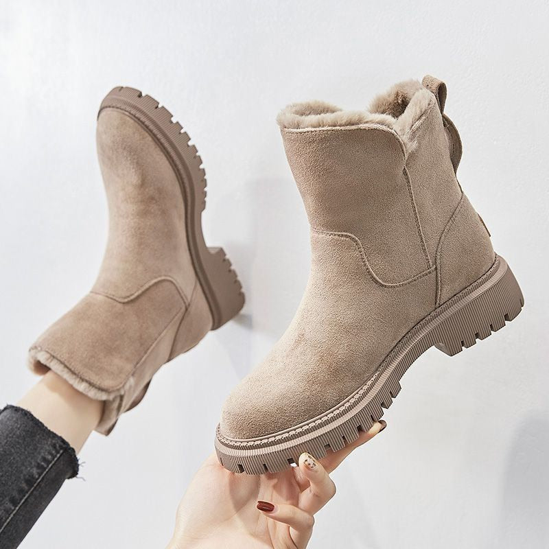 Winter Shoes Women Plush Boots Casual Fashion Warm Shoes Comfort Cotton Boots Platform Thigh High Boots Ladies Wedge Ankle Boots