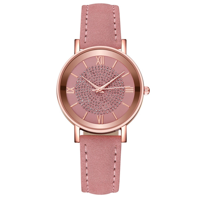 Good Quality Young Girls Luxury Quartz Watch For Womens Fashion Watch With For Leather Belt Montre Femme Strass Dropshipping