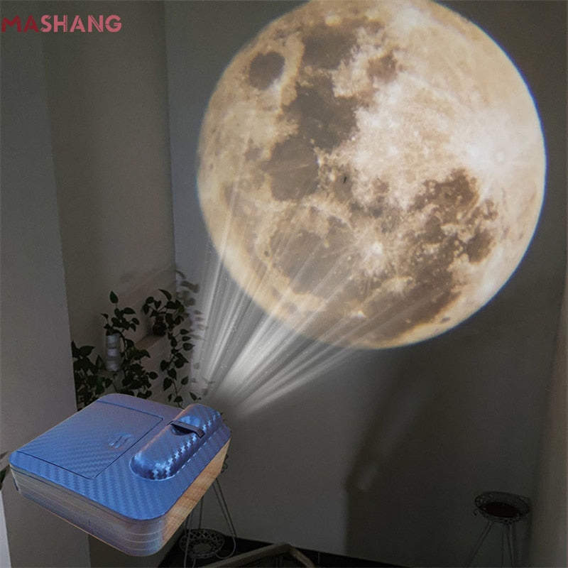 Aurora Moon Galaxy Projection Lamp Creative Background Atmosphere Night Light Earth Projector Photography Lamp for Birthday Gift