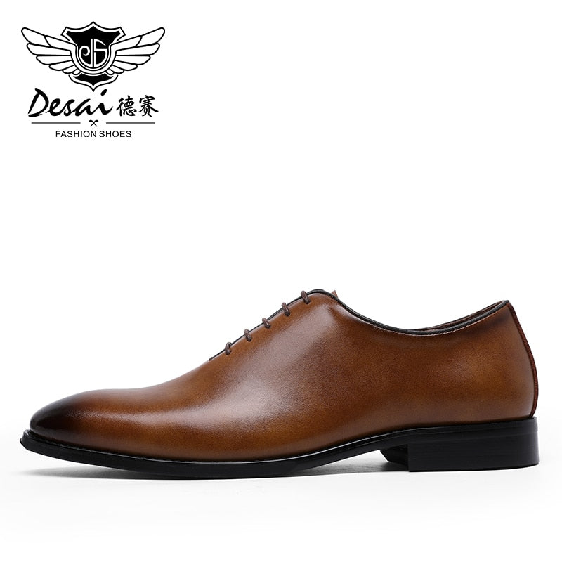 DESAI Oxford Mens Dress Shoes Formal Business Lace-up Full Grain Leather Minimalist Shoes for Men