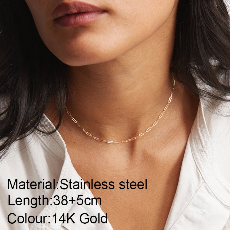 Chains Necklace for Women Stainless Steel Link Woman&