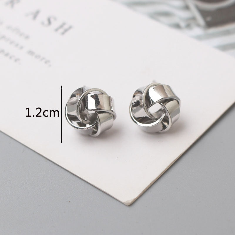 Tiny Metal Stud Earrings for Women Gold Color Twist Round Earrings Small Unusual Earrings boucles d&