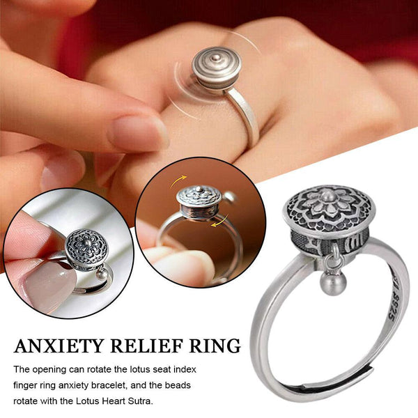 Retro Traditional Anxiety Relief Ring Adjustable Fidget Jewelry Women Gift Rotate Freely Anti Stress Anxiety Ring