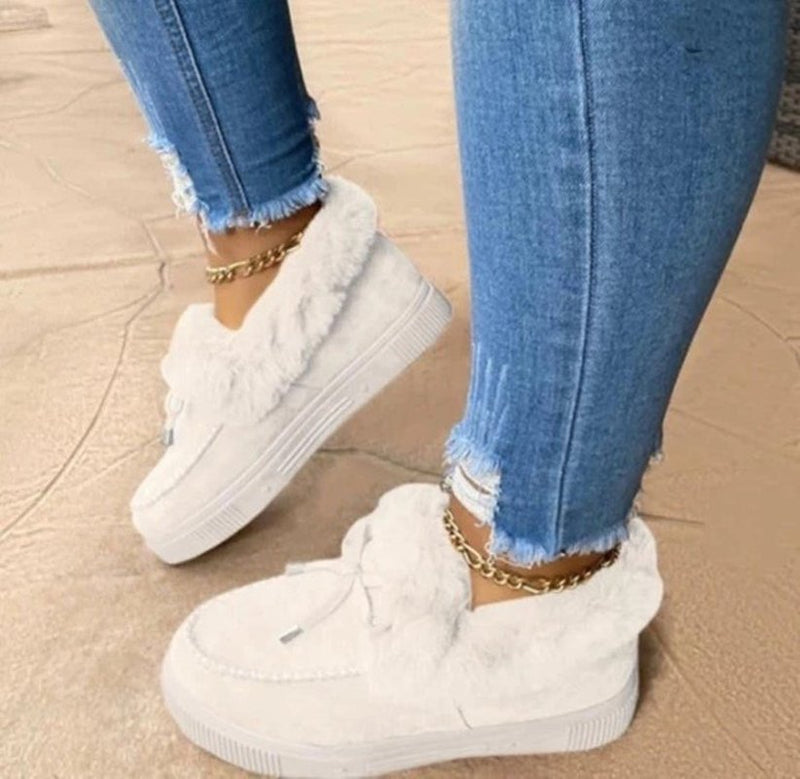 2023 Women Winter Boots Warm Plush Velvet Ankle Snow Boots Lace Up Soft Winter Sneakers Comfortable Cotton Shoes for Women