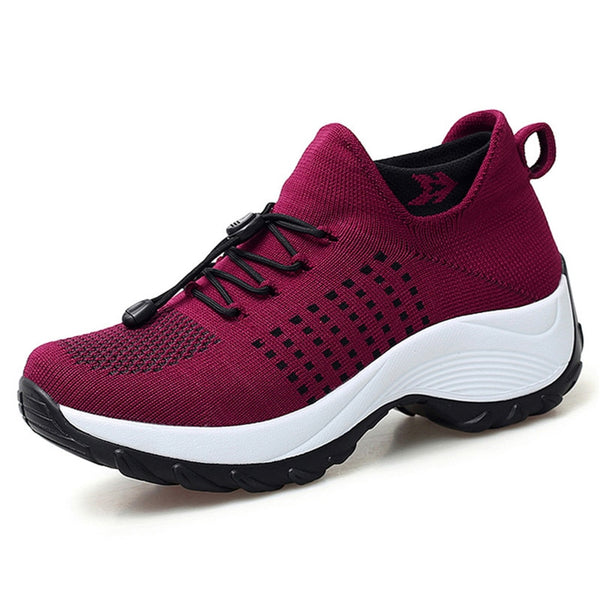 Women&#39;s Walking Shoes Fashion Sock Sneakers Breathe Comfortable Nursing Shoes Casual Platform Loafers Non-Slip